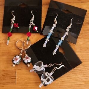 Elegant Multicolor Dangle Earrings 4 Sets Handmade